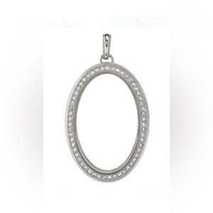 Origami Owl LRG Silver Oval Living Locket with Swarovski Crystals/ 24” chain NIB